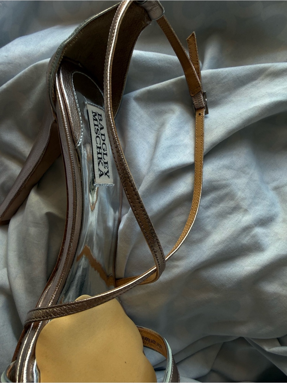 Badgley Mischka Metallic Rose Gold Strappy Stiletto Sandal - Picture 14 of 16
